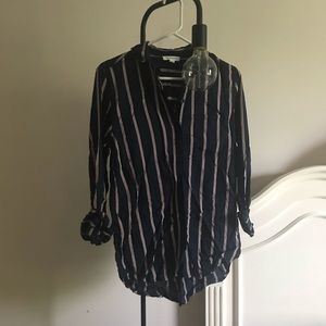 Navy Pin Striped Button Down